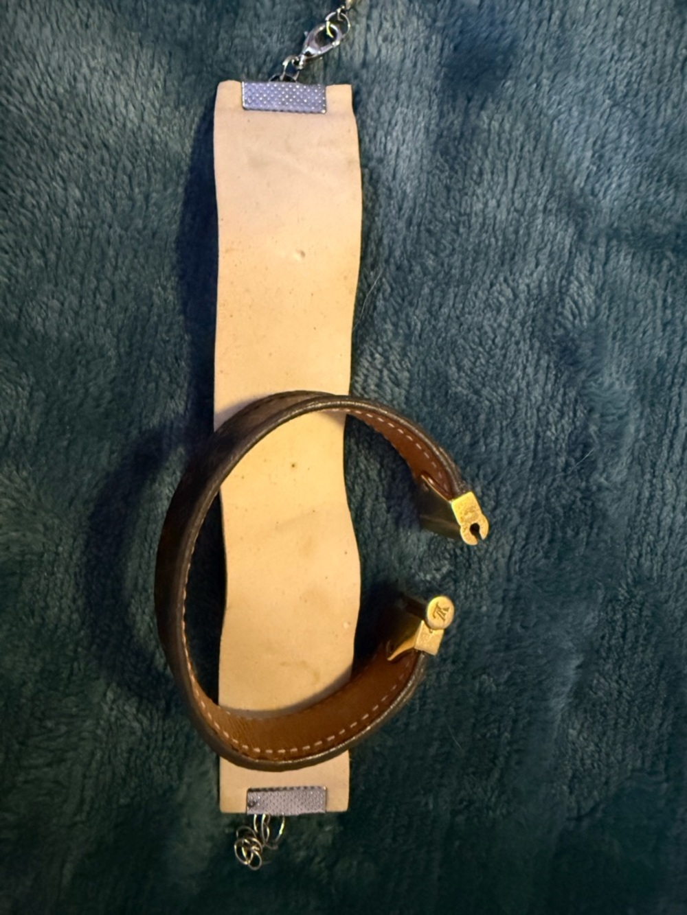 Louis Vuitton Brown Leather Bracelet with Gold Hardware